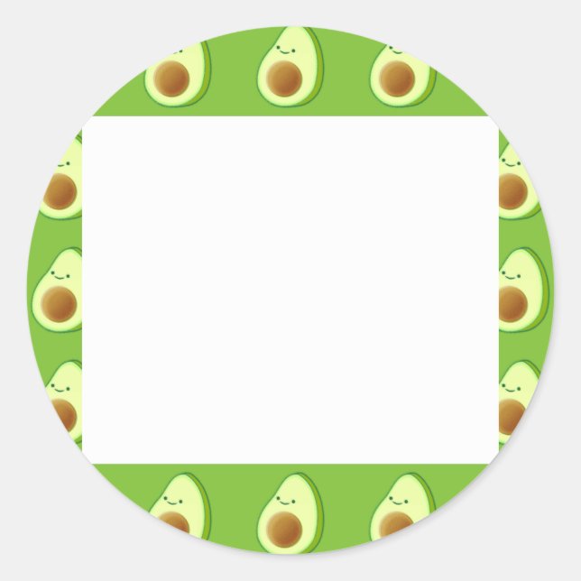 Custom Avocado Pattern Classic Round Sticker (Front)