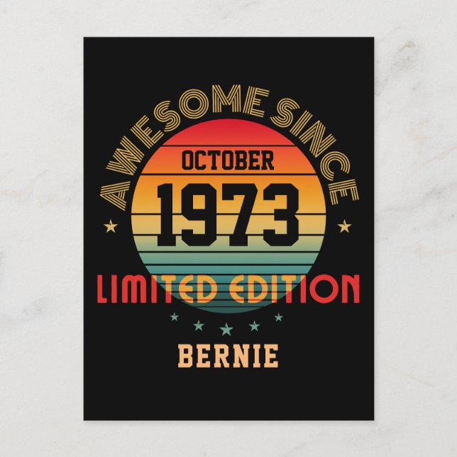 Custom Awesome Birthday Year Month Name Vintage Postcard (Front)