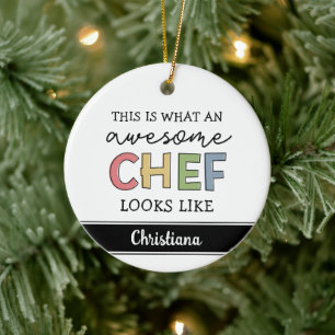 Custom Awesome Chef Gifts   Best Chef Ever Funny Ceramic Tree Decoration