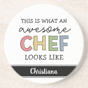 Custom Awesome Chef Gifts Best Chef Ever Funny Coaster