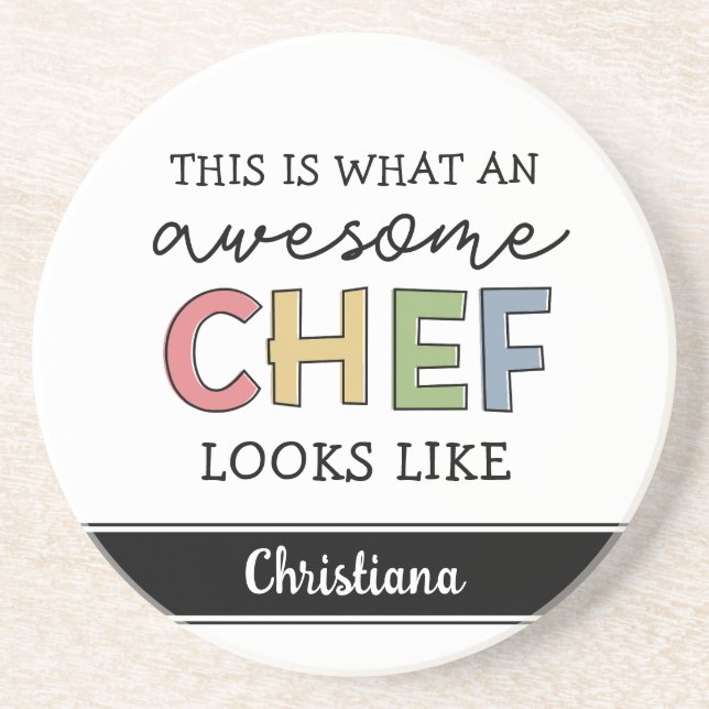 Custom Awesome Chef Gifts | Best Chef Ever Funny Coaster (Front)