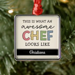 Custom Awesome Chef Gifts   Best Chef Ever Funny Metal Tree Decoration