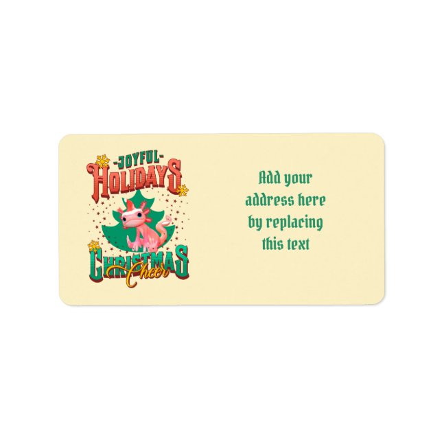 Custom Axolotl Joyful Holidays Christmas Cheers Label (Front)