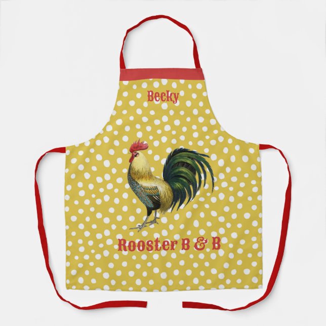 Custom B & B Country Rooster Farmhouse  Apron (Front)