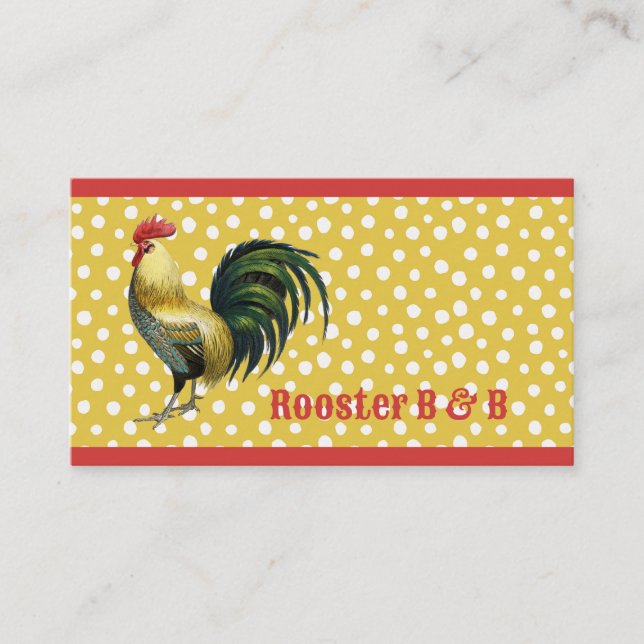 Custom B & B Country Rooster Farmhouse Business Card (Front)