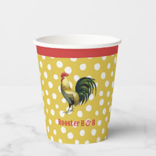 Custom B & B Country Rooster Farmhouse Paper Cups