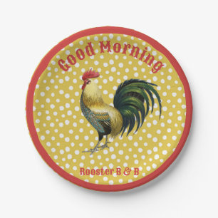 Custom B & B Country Rooster Farmhouse Paper Plate