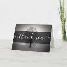 Custom B&W Tree Silhouette & Mist Thank You