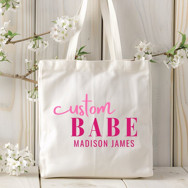 Custom Babe Funny Saying Personalised Name Tote Bag (Creator Uploaded)