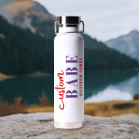 Custom Babe Funny Saying Personalised Name Water Bottle<br><div class="desc">Custom Babe Funny Saying Personalised Name Water Bottle features a simple design with the text "custom babe" in modern purple and red calligraphy script typography and personalised with your name. Perfect for a fun gift for mum, best friends, girlfriend, for birthday, Christmas, holidays, Mother's Day and more. Designed by Evco...</div>