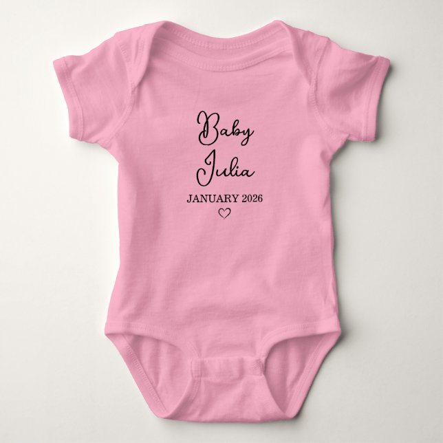 Custom Baby Announcement Name Bodysuit (Front)