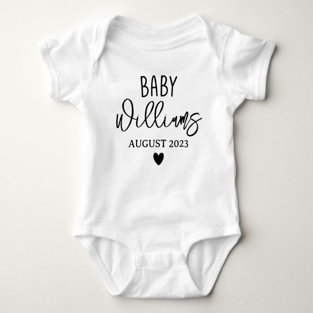 Custom Baby Announcement, Personalised Coming Soon Bodysuit (Front)