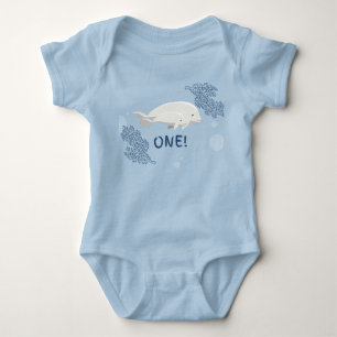 Custom Baby Beluga 1st Birthday Bodysuit