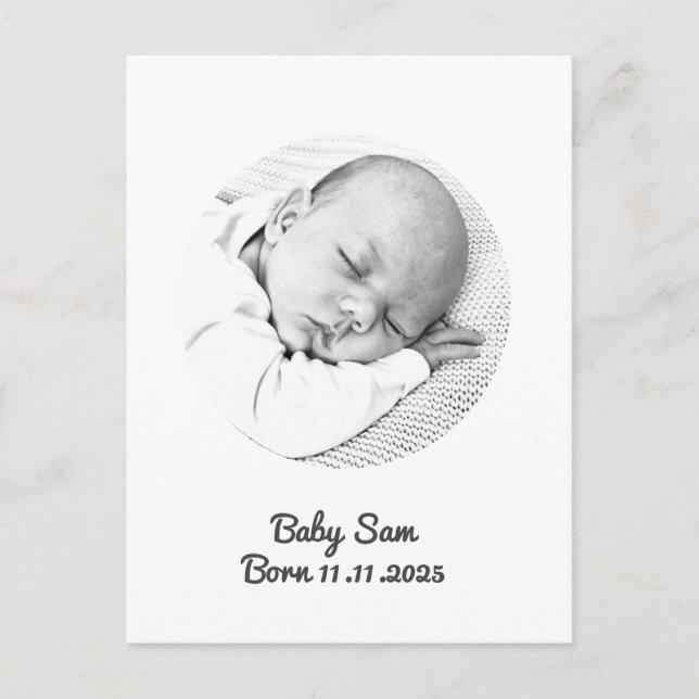 Custom Baby Birth Announcement Postcard – Unisex  (Front)