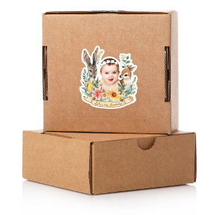 Custom Baby Birthday Sticker Party Favour Woodland