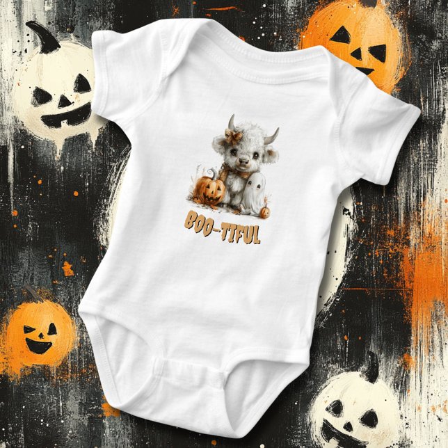 Custom Baby Bodysuit Highland Cow Ghost Pumpkin (Creator Uploaded)