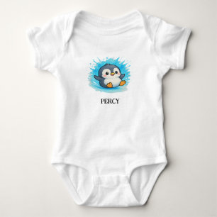 Custom Baby Bodysuit – Percy Penguin Name Outfit