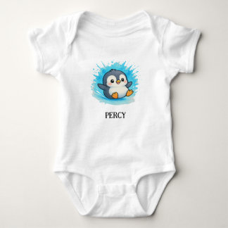 Custom Baby Bodysuit – Percy Penguin Name Outfit