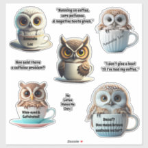 Custom Baby Chibi Owl Coffee Lovers Personalise 