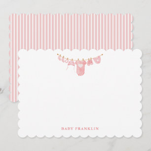 Custom Baby Clothesline Stationery Baby Shower Card