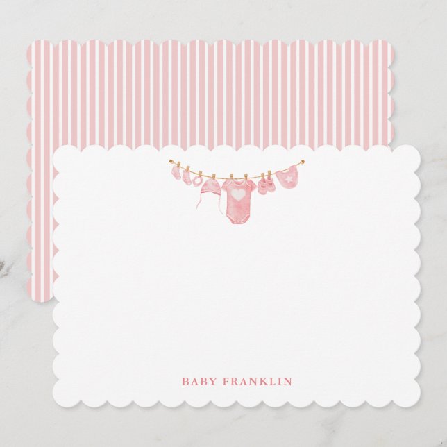 Custom Baby Clothesline Stationery Baby Shower  Card (Front/Back)