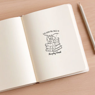Custom Baby Dragon Bookplate Rubber Stamp
