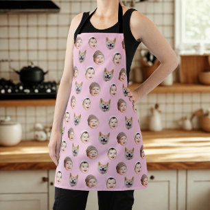 Custom Baby Face, Custom Family 3 Photos Pink Apron
