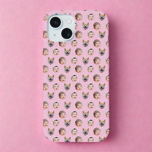 Custom Baby Face, Custom Family 3 Photos Pink iPhone 15 Case