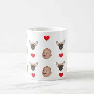 Custom Baby Face Dogs Face Mum Dad Birthday Gift Coffee Mug