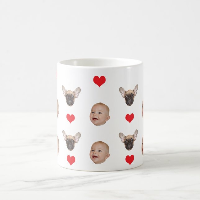  Custom Baby Face Dogs Face Mum Dad Birthday Gift Coffee Mug (Center)