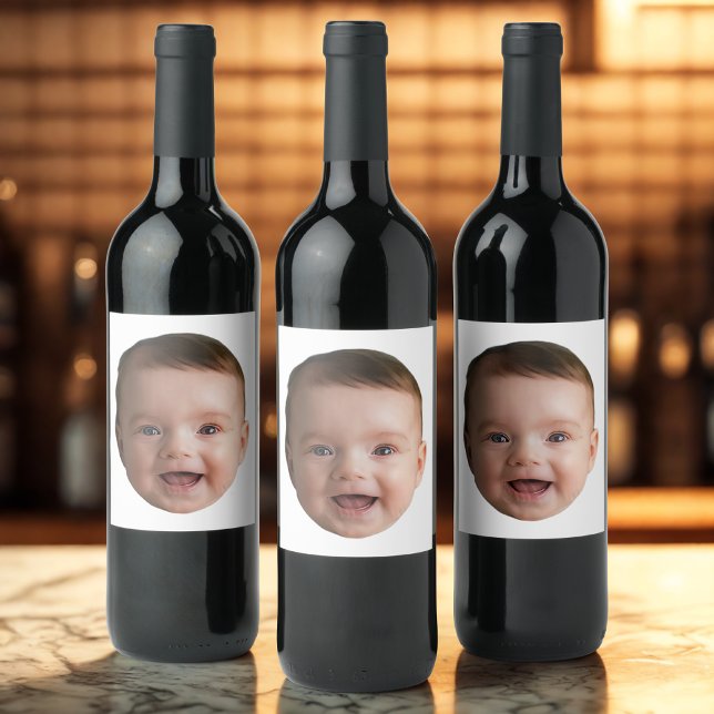 Custom Baby Face, Funny custom photo Wine Label (Creator Uploaded)