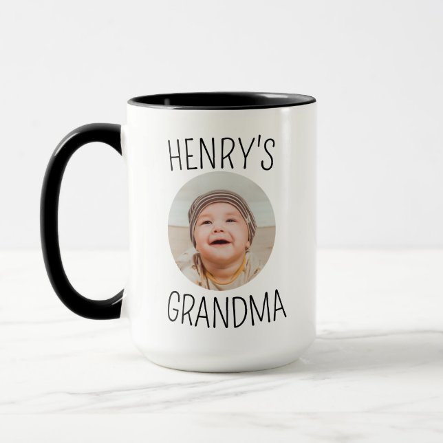 Custom Baby Face Mug, Coffee Mug for Grandma, Pers (Left)