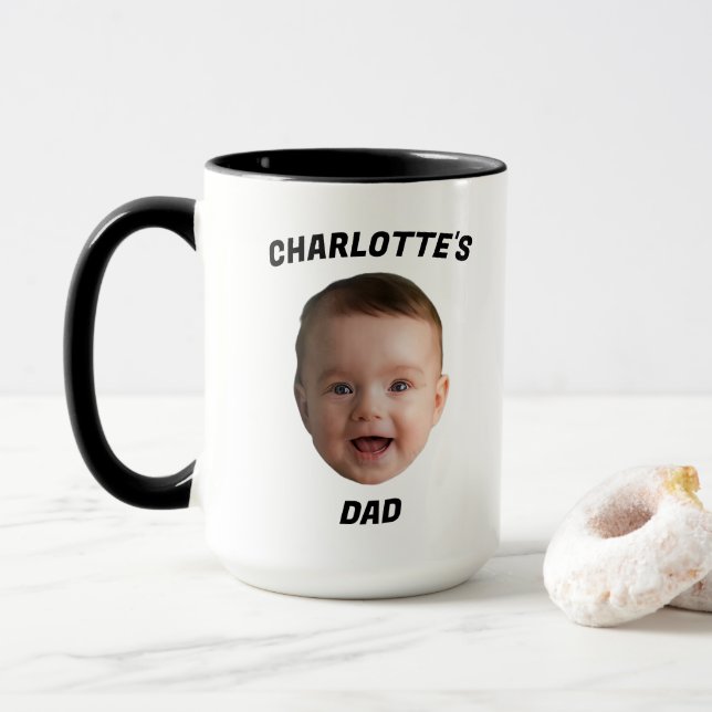 Custom Baby Face Mug, Custom New Dad Mug (With Donut)