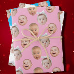 Custom Baby Face Photo Face 3 Photos  Wrapping Paper Sheet<br><div class="desc">Custom Baby Face Photo Face 3 Photos Wrapping Paper, Replace the face with your favourite photo (make sure to crop as much to the face as possible and use an app to remove the background) and personalise this funny Wrapping Paper with your kid, husband, pet or boyfriend on it! Also...</div>