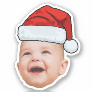 Custom Baby Face Photo Santa Hat Christmas