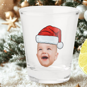 Custom Baby Face Photo Santa Hat Christmas Shot Glass