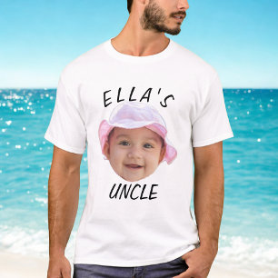 Custom Baby Face Photo Text New Uncle T-Shirt
