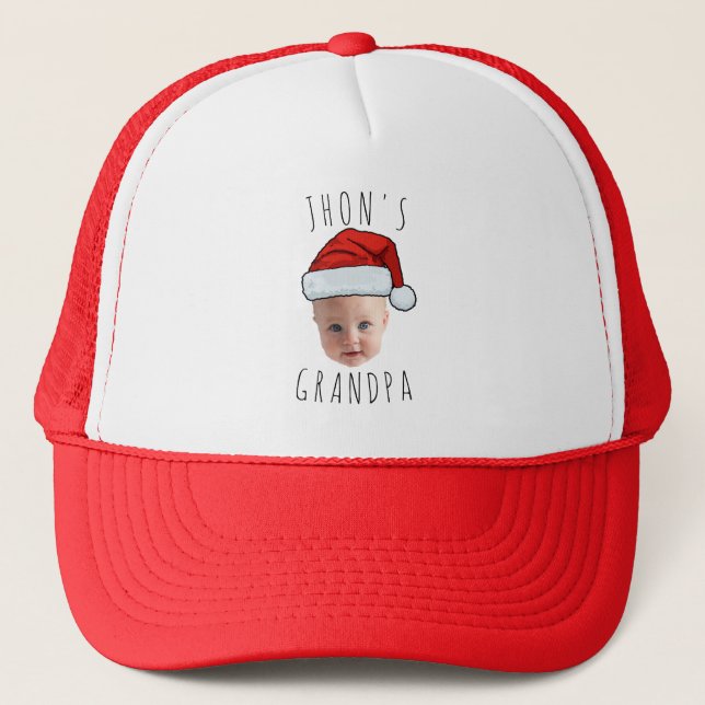 Custom Baby Face Santa Hat Christmas Photo (Front)