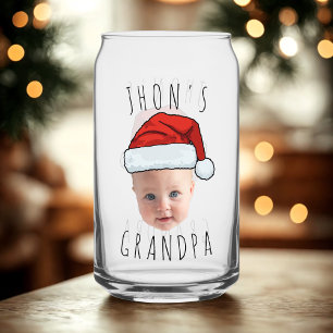 Custom Baby Face Santa Hat Christmas Photo Can Glass