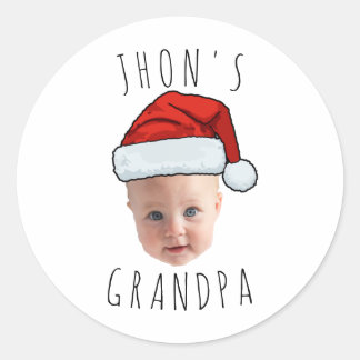 Custom Baby Face Santa Hat Christmas Photo Classic Round Sticker