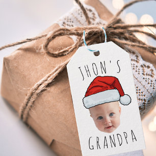 Custom Baby Face Santa Hat Christmas Photo Gift Tags