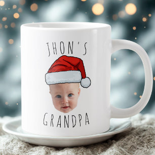 Custom Baby Face Santa Hat Christmas Photo Large Coffee Mug