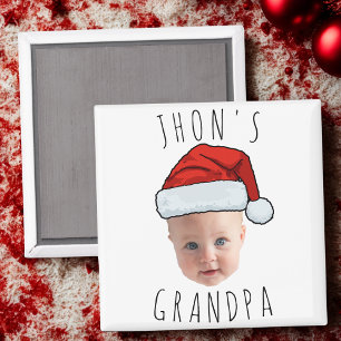 Custom Baby Face Santa Hat Christmas Photo Magnet