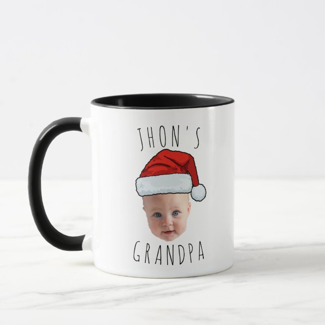 Custom Baby Face Santa Hat Christmas Photo Mug (Left)
