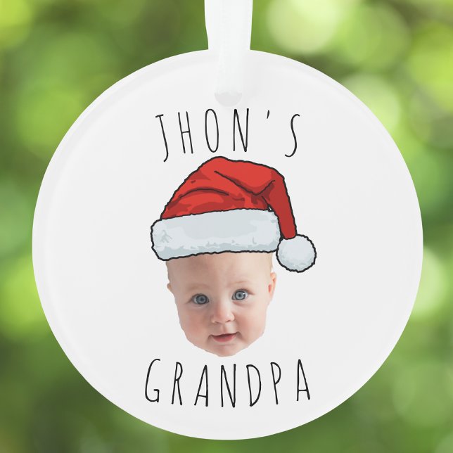 Custom Baby Face Santa Hat Christmas Photo Ornament (Creator Uploaded)