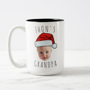 Custom Baby Face Santa Hat Christmas Photo Two-Tone Coffee Mug