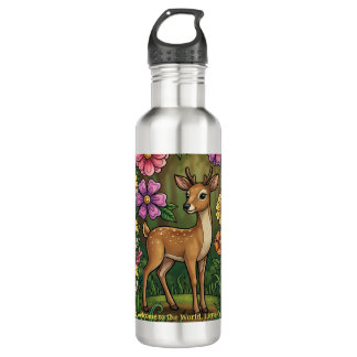 Custom Baby Fawn- Personalized Woodland Name 710 Ml Water Bottle