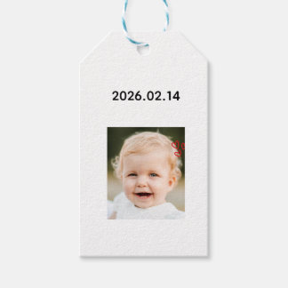 Custom Baby First Birthday Photo and Date Gift Tags