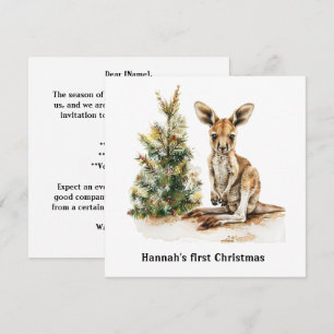 Custom Baby First Christmas Tree and Kangaroo Invitation
