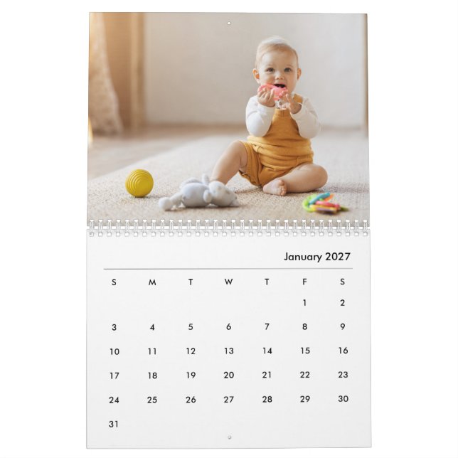 Custom Baby Girl & Family 14 Photo Calendar 2026 (Jan 2027)